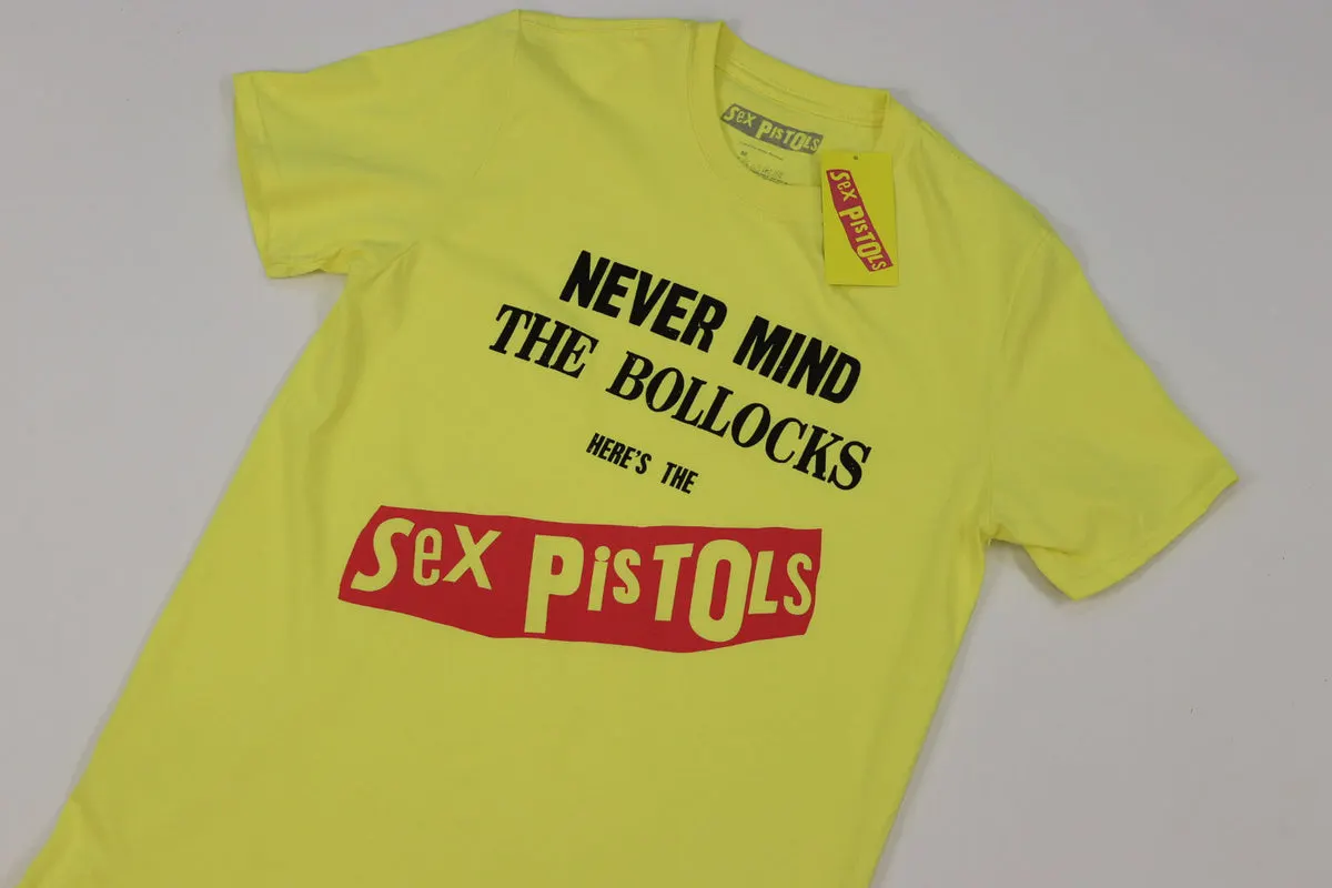 Folded yellow Never Mind The Bollocks t-shirt with its Sex Pistols swing tag