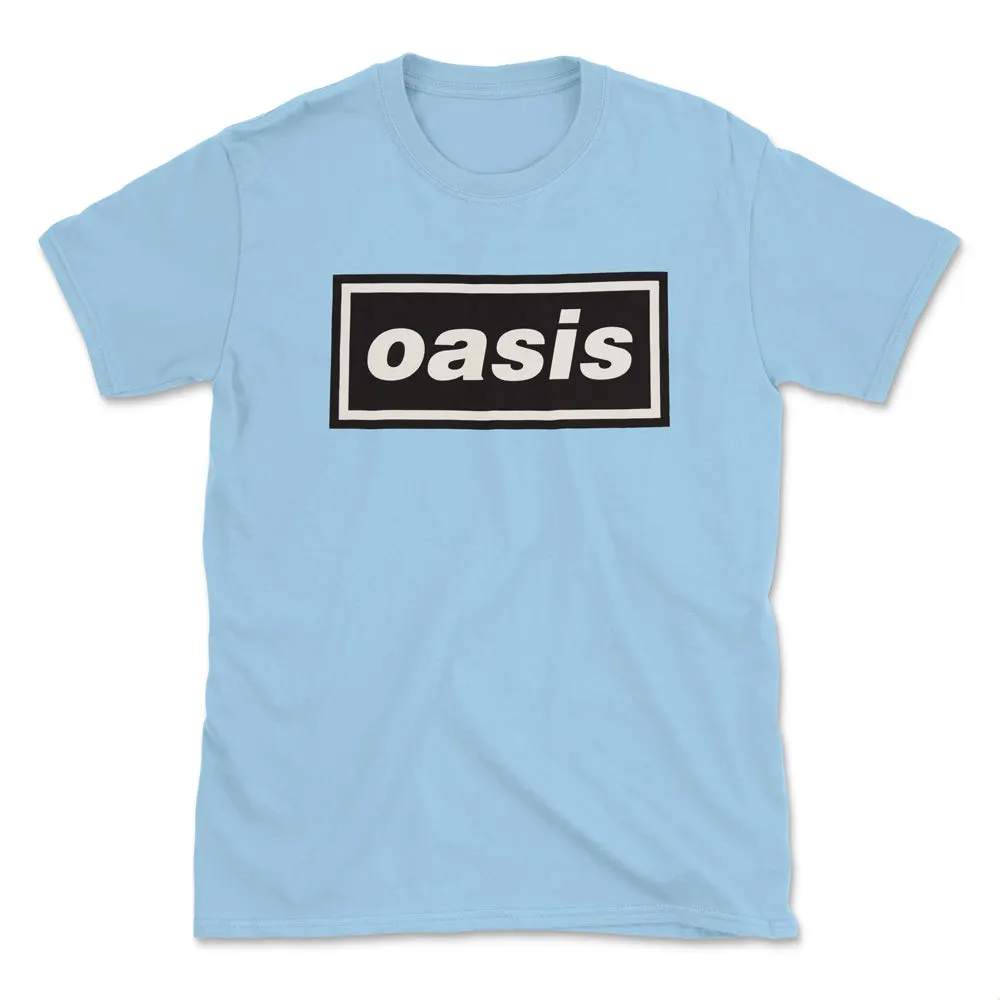 Light blue t-shirt with the black boxed Oasis logo